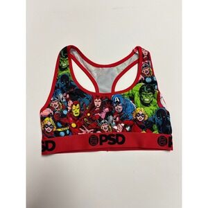 PSD Marvel Avengers Sports Bra Medium Red Comic Print Captain America Iron Man